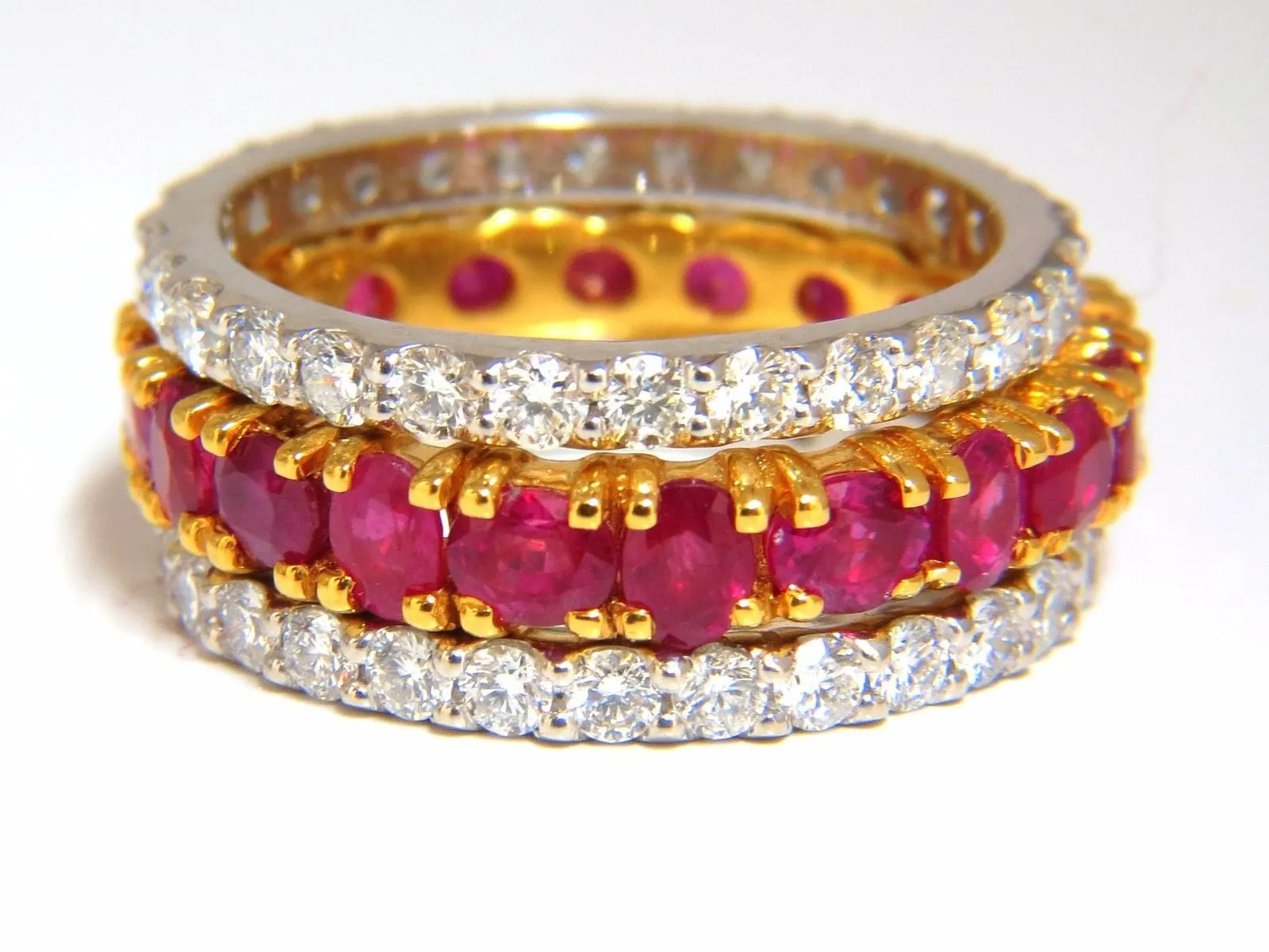 Stackable Ruby Diamonds eternity Ring 14kt Natural Vivid Reds Stacking 7.42ct
