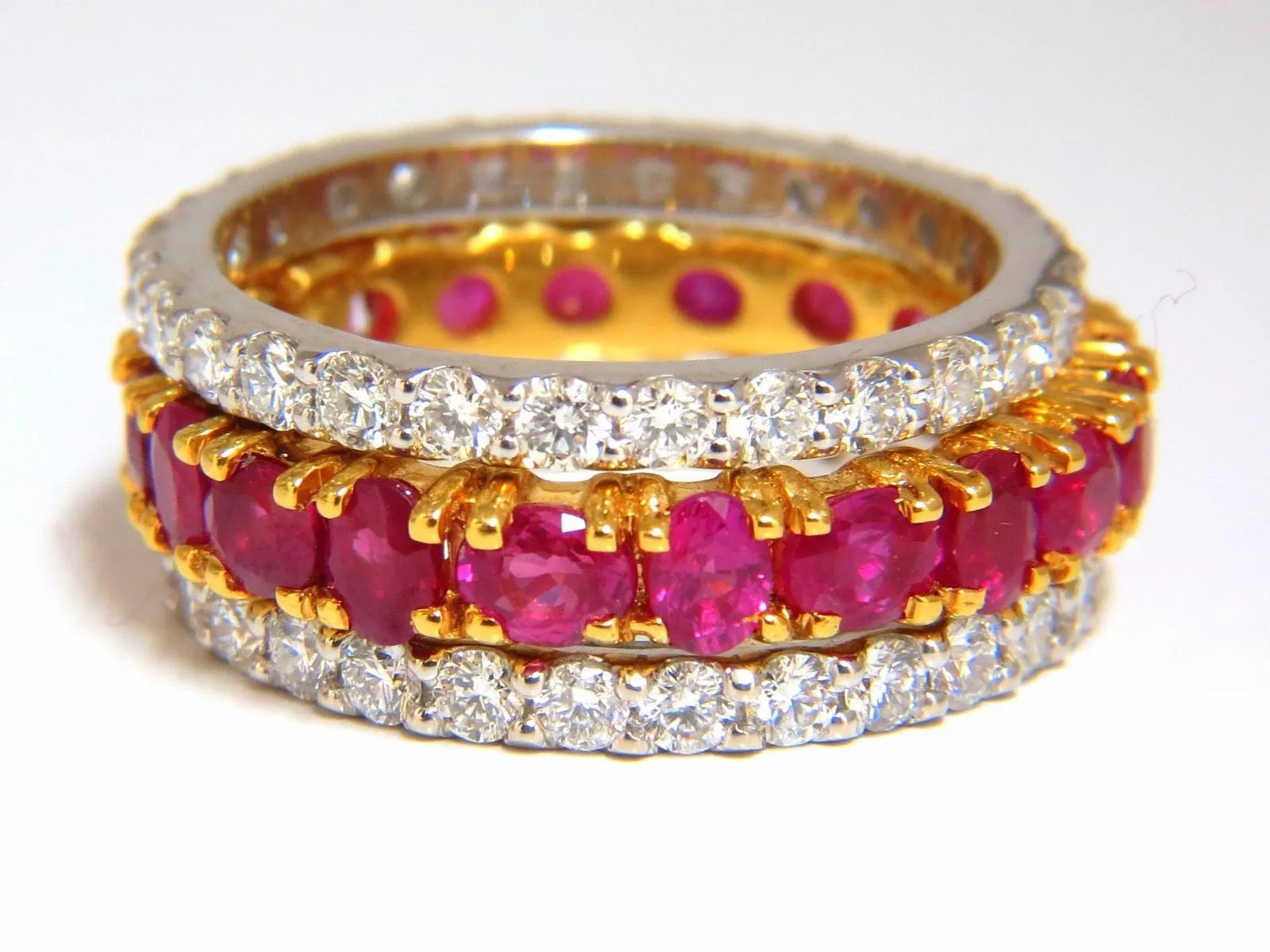 Stackable Ruby Diamonds eternity Ring 14kt Natural Vivid Reds Stacking 7.42ct