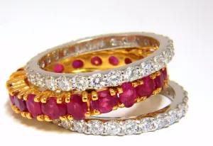 Stackable Ruby Diamonds eternity Ring 14kt Natural Vivid Reds Stacking 7.42ct