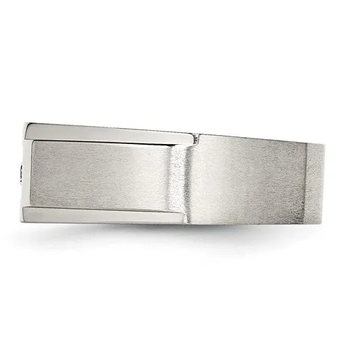 Stainless Steel Brushed and Polished CZ Ring