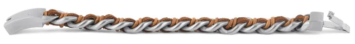 Stainless Steel Chain Brown Leather Bracelet