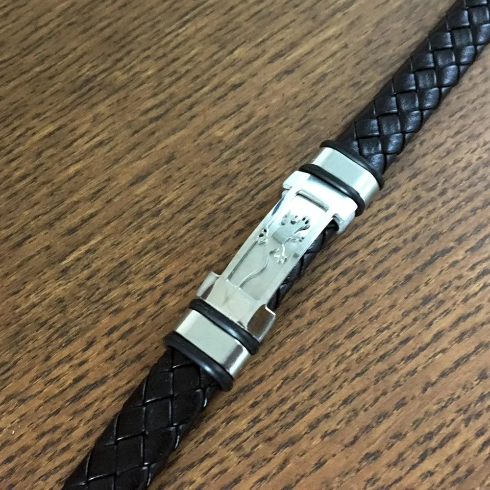 Stainless Steel Genuine Leather Trendy Black Bracelets for Women, Best Gift for Special Occasion