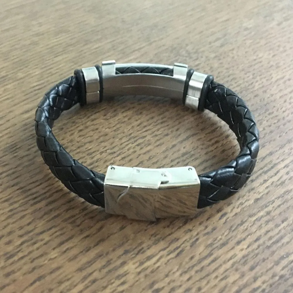 Stainless Steel Genuine Leather Trendy Black Bracelets for Women, Best Gift for Special Occasion