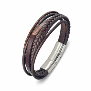 Stainless Steel Leather Bracelet