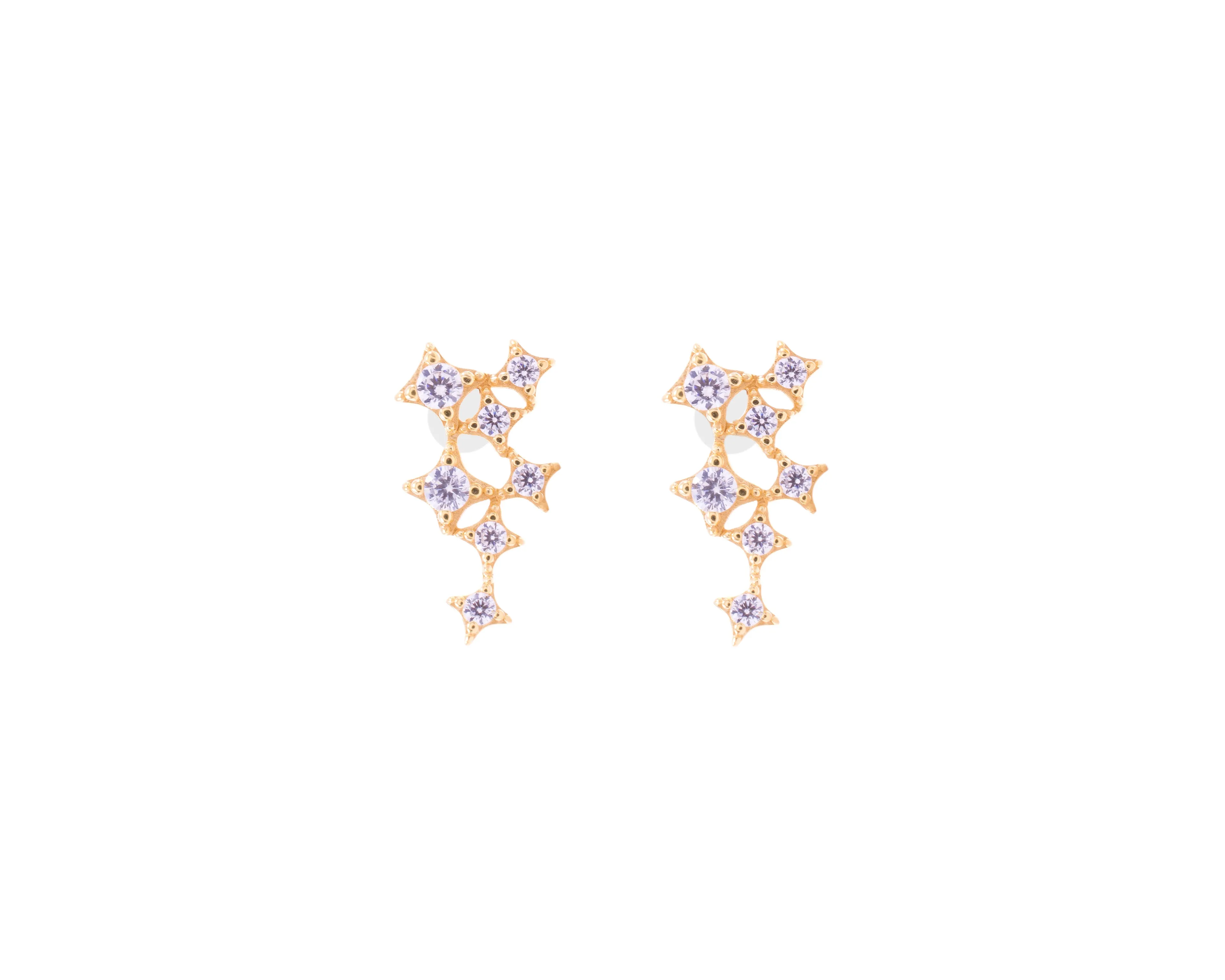 Star Cluster Stud Earring with Zirconia Diamond, 18k Gold Vermeil