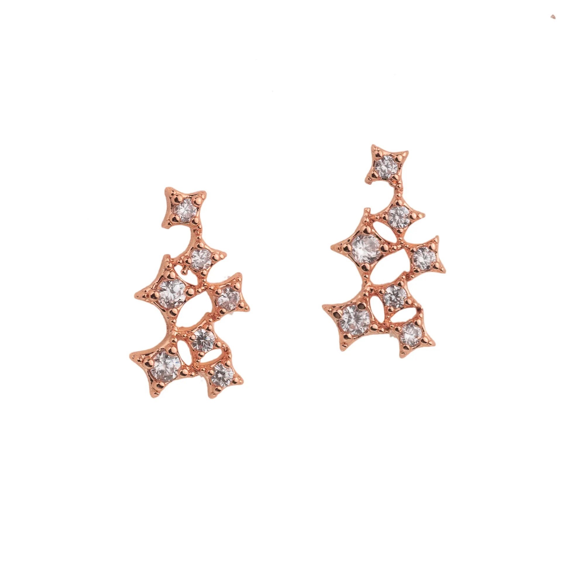 Star Cluster Stud Earring with Zirconia Diamond, 18k Gold Vermeil