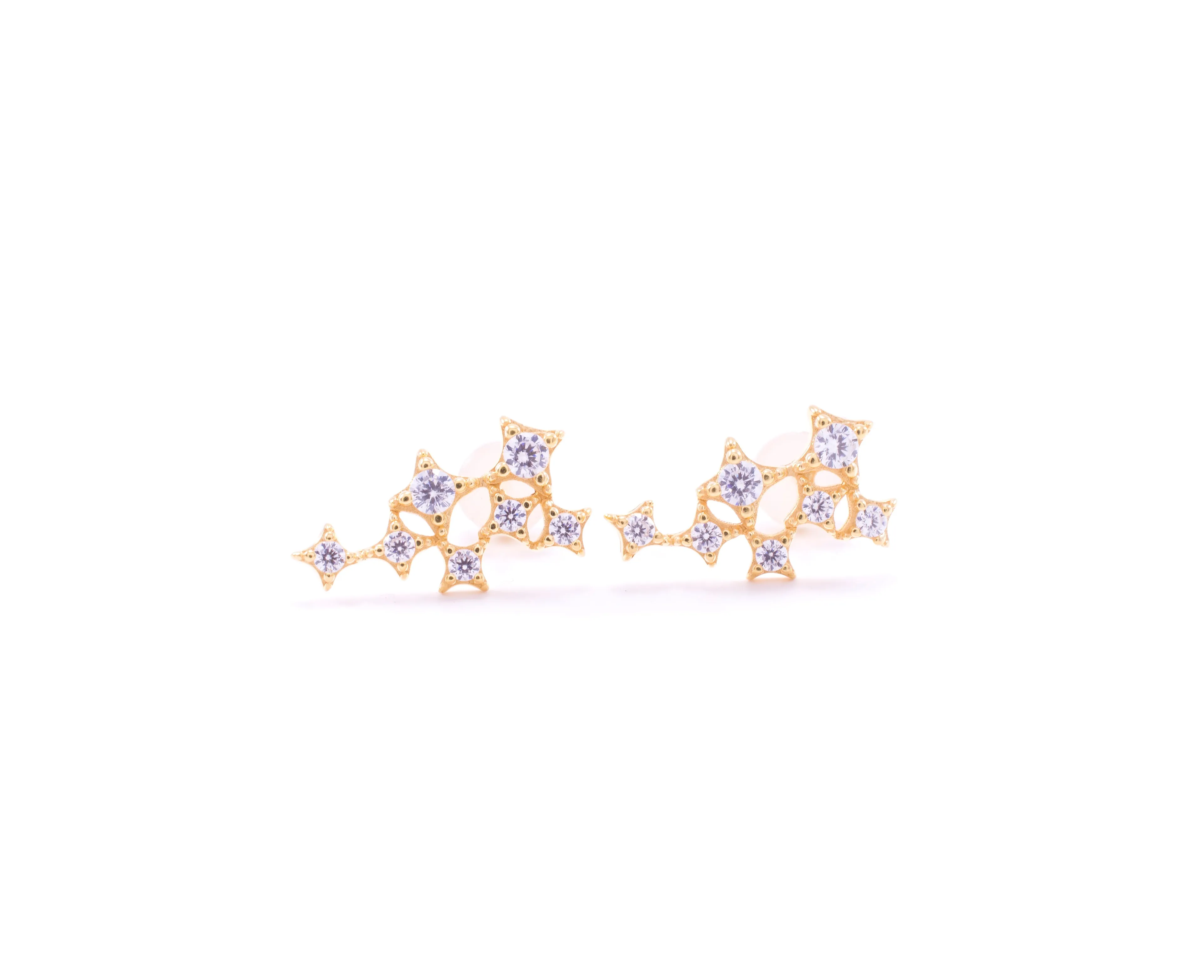 Star Cluster Stud Earring with Zirconia Diamond, 18k Gold Vermeil