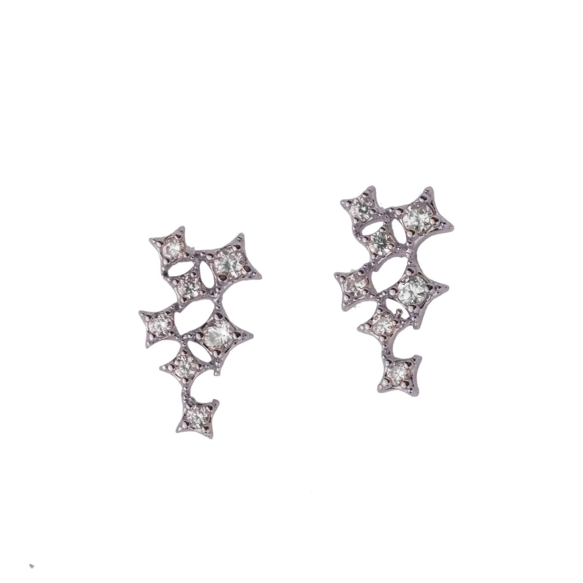 Star Cluster Stud Earring with Zirconia Diamond, 18k Gold Vermeil