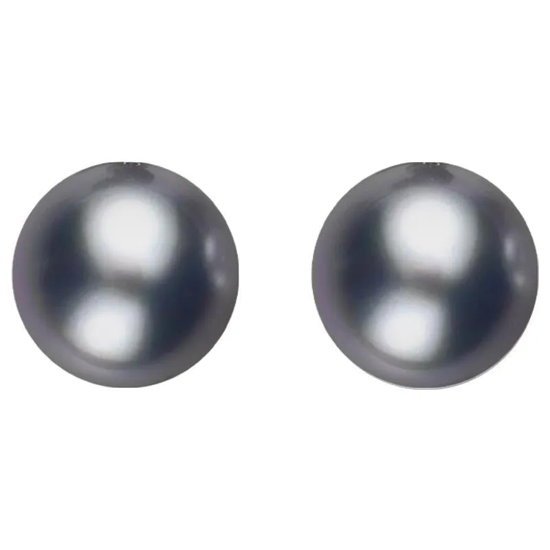 Sterling Silver 10mm Black Freshwater Pearl Stud Earrings