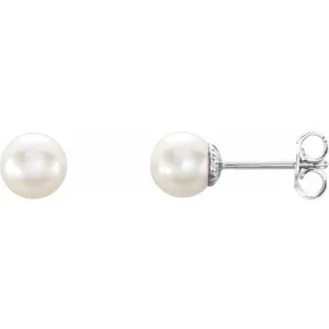 Sterling Silver 6-6.5 mm Freshwater Cultured Pearl Earrings