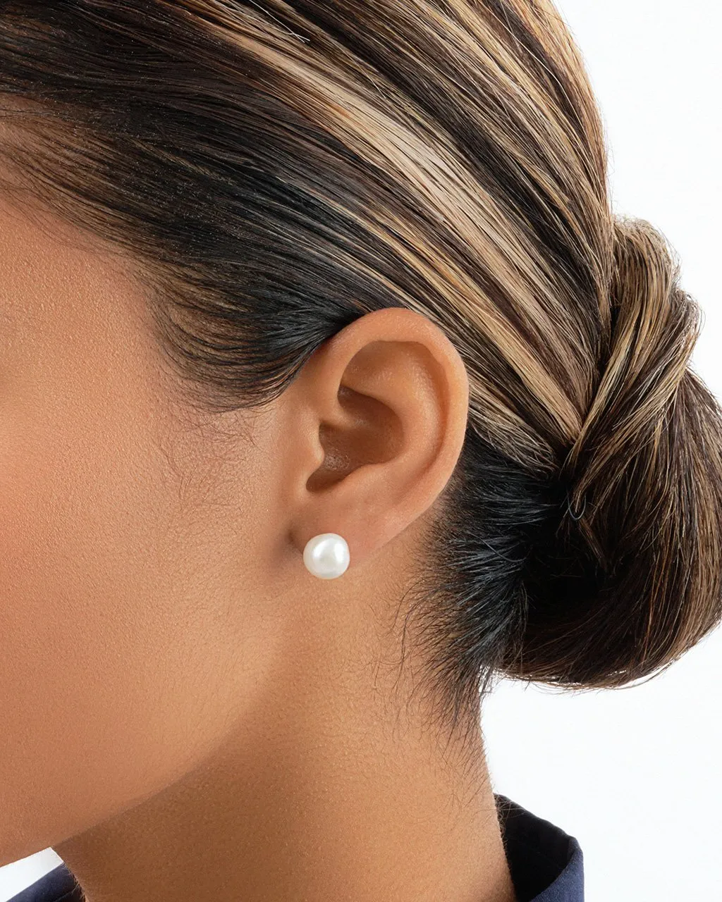 Sterling Silver Baroque Pearl Stud Earrings