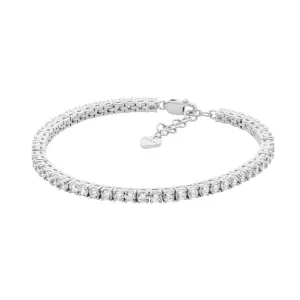 Sterling Silver Cubic Zirconia 3mm Tennis Bracelet with Ext Chain