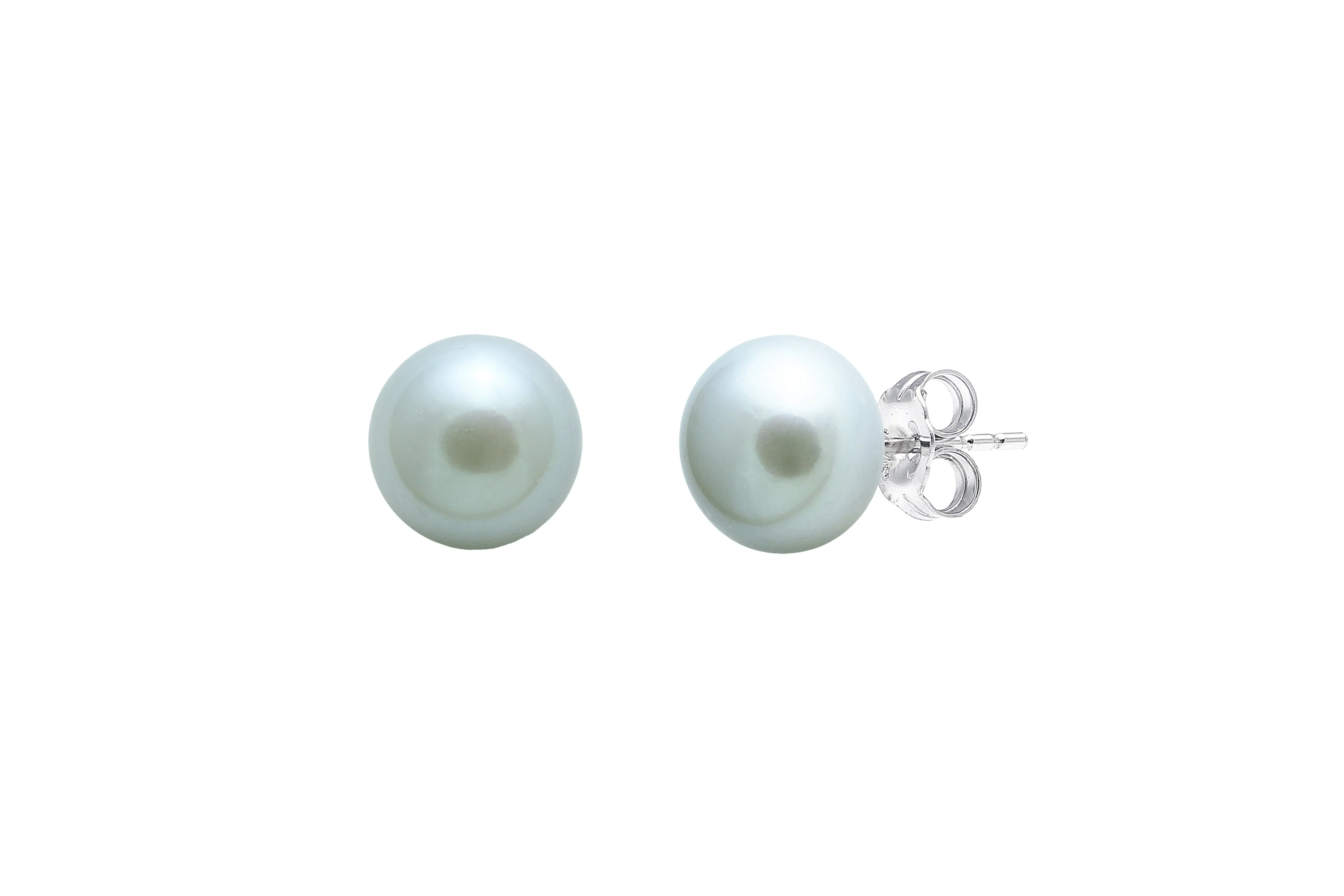 Sterling Silver Grey Freshwater Pearl 'Button' Stud Earrings
