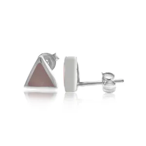 Sterling Silver Pink Mother Of Pearl Triangle Studs