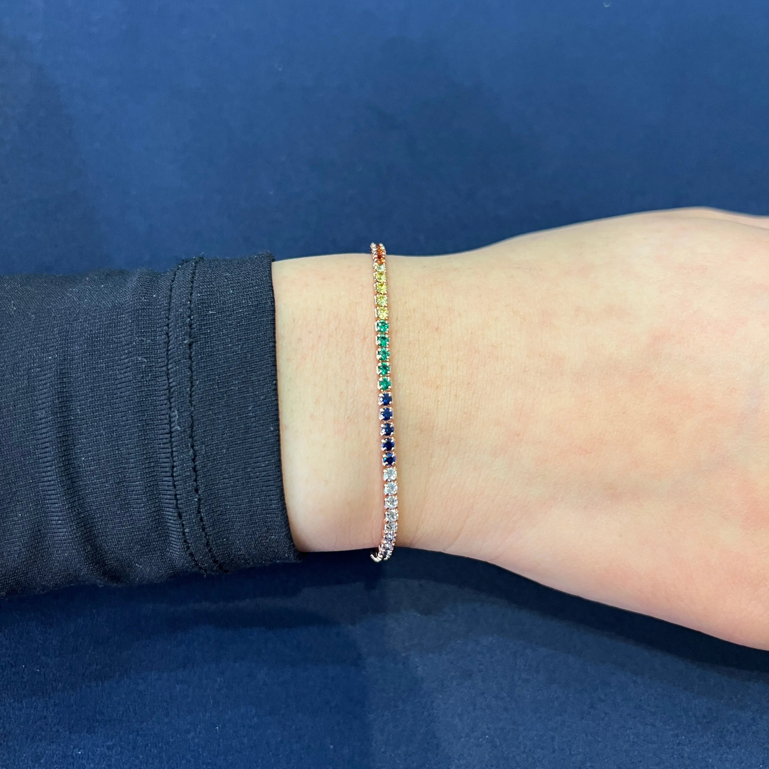 Sterling Silver Rose Gold Plated Multi Colored CZ Bracelet