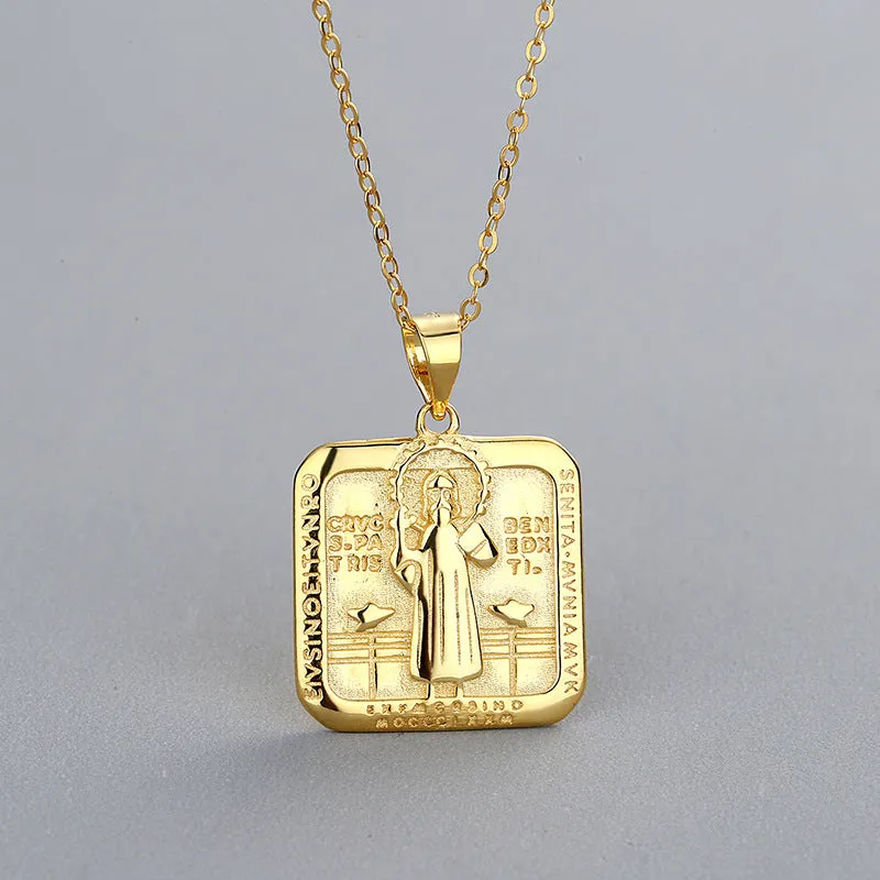 Sterling Silver Virgin Mary Necklace Christian Cross Necklace