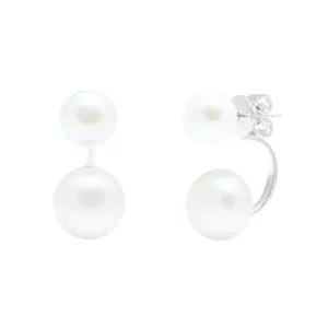 Sterling Silver White C-Shape Freshwater Pearl Stud Earrings
