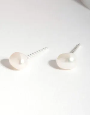 Sterling Siver Organic Freshwater Pearl Stud Earrings