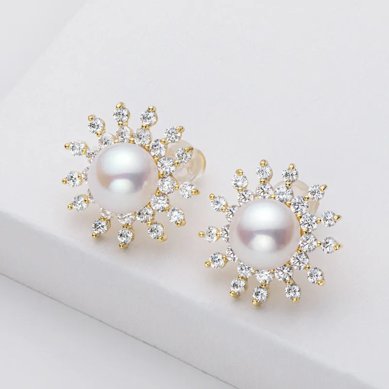 Sun Natural Cultured Freshwater Pearl Stud Earrings