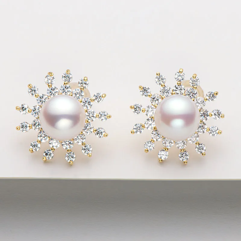 Sun Natural Cultured Freshwater Pearl Stud Earrings