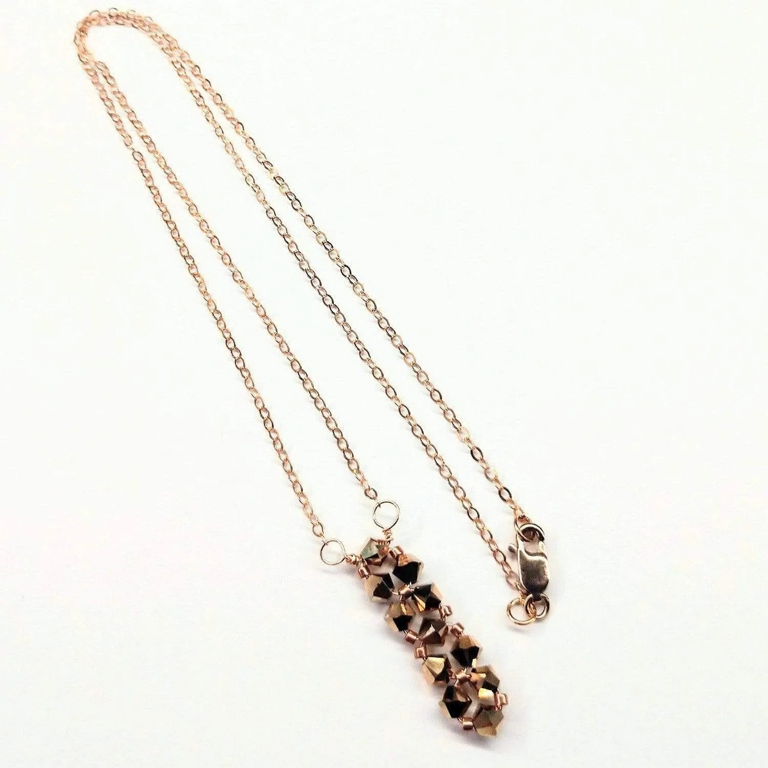 Super Sparkly Vertical Beaded Rose Gold Crystal Bar Necklace