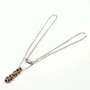 Super Sparkly Vertical Beaded Rose Gold Crystal Bar Necklace