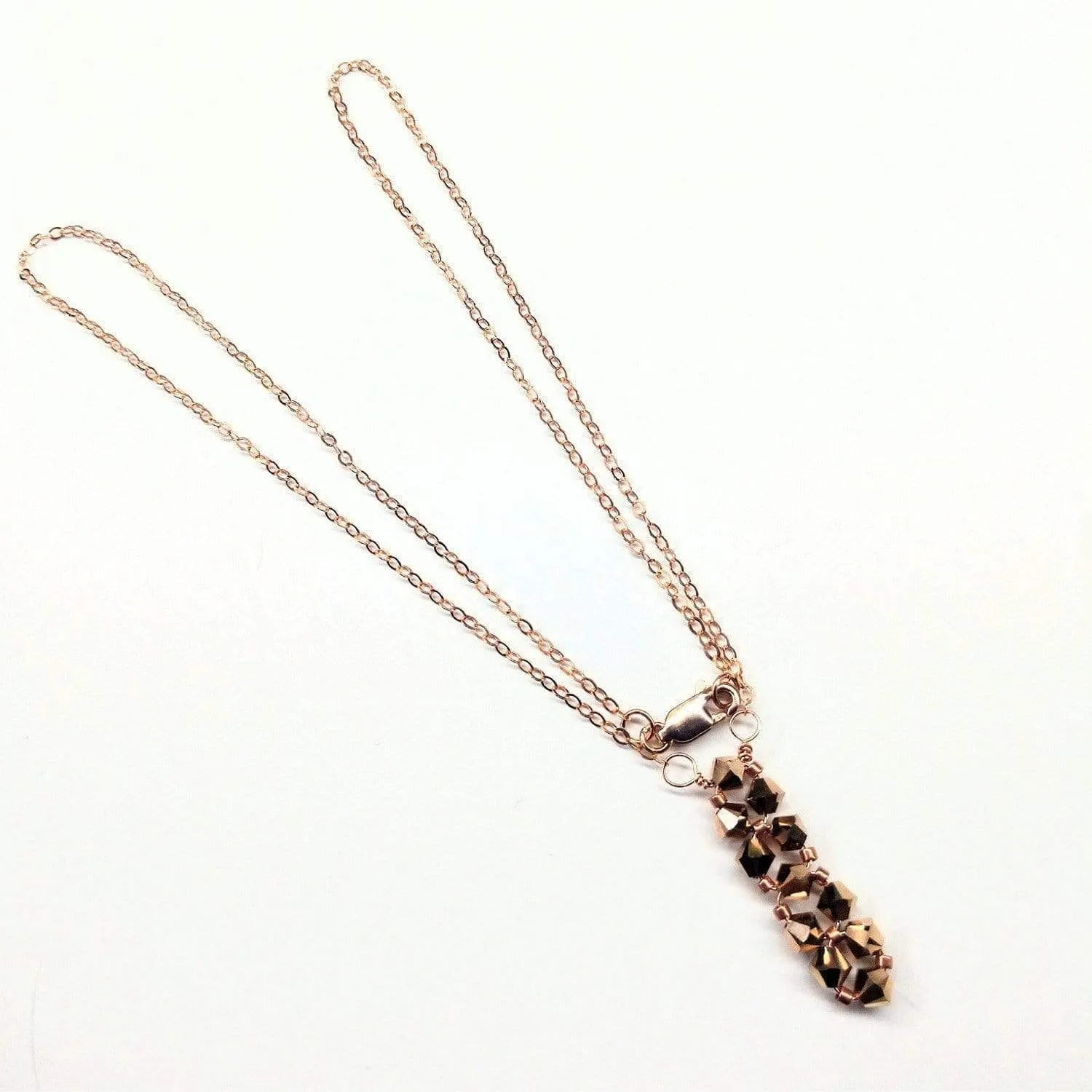 Super Sparkly Vertical Beaded Rose Gold Crystal Bar Necklace