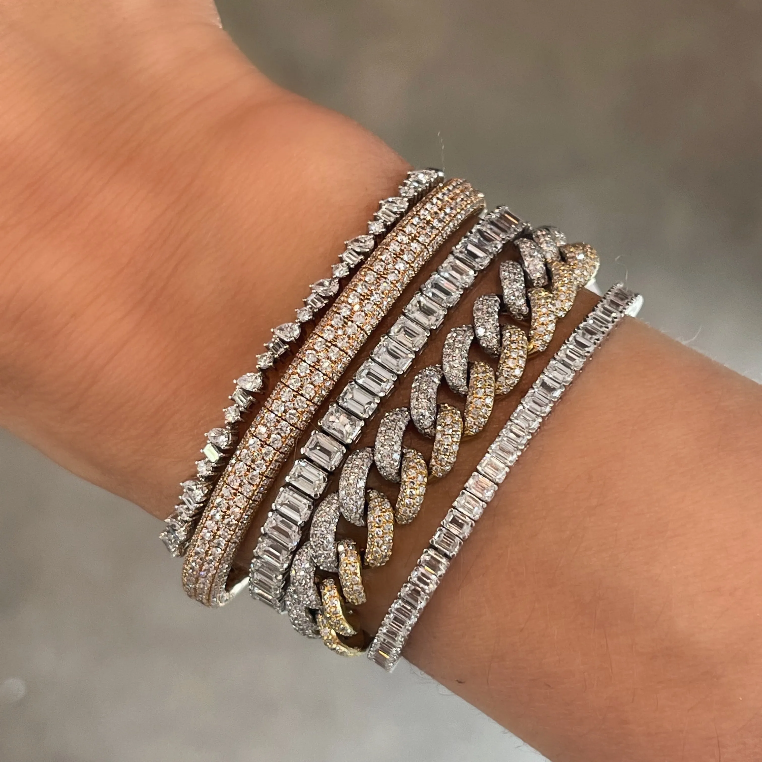 Sustainable Small Emerald Cut Diamond Tennis Bracelet