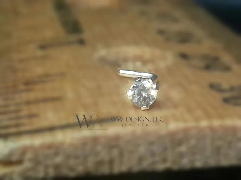 SWAROVSKI 2mm Crystal in a Tragus Cartilage Helix Stud Post Sterling Silver / 14k Yellow or White Gold Filled / Solid L-Post Sparkly CZ Nose