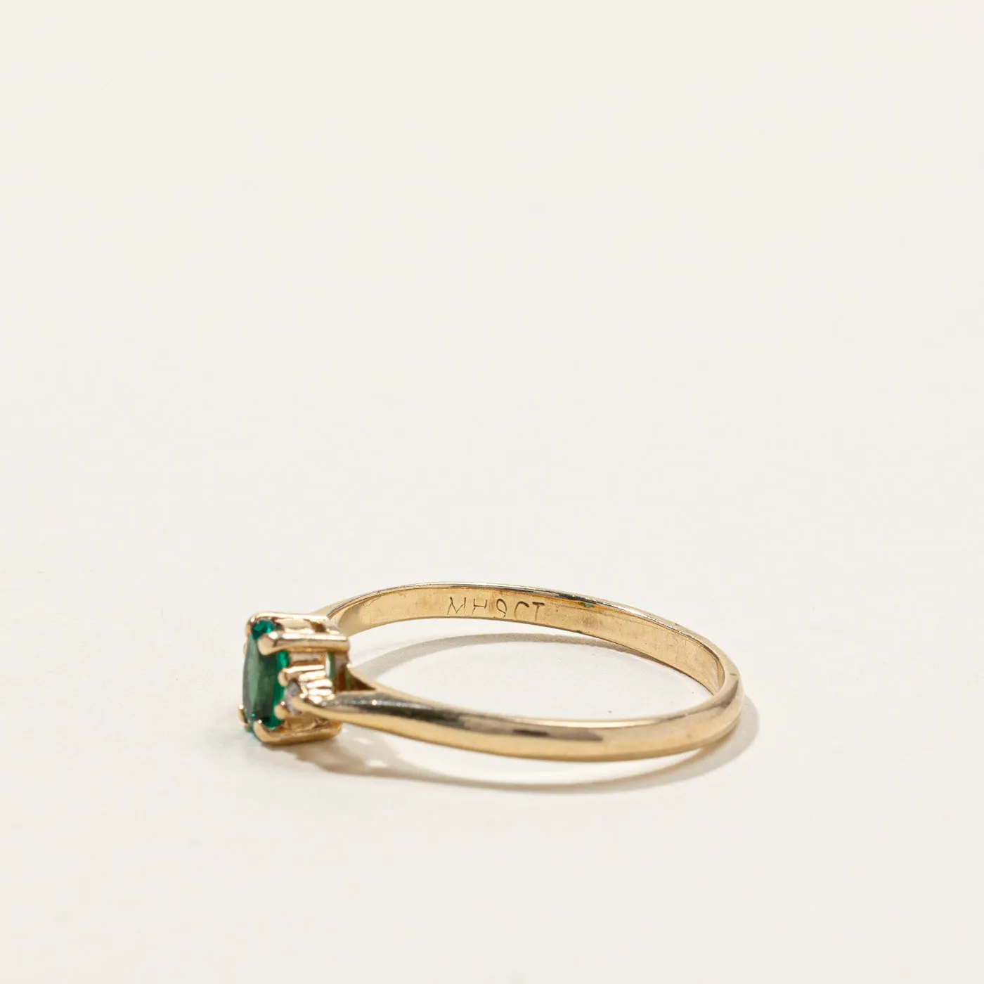 Synthetic Emerald & Diamond Ring | 0.18ct | 0.02ctw | SZ 6 |