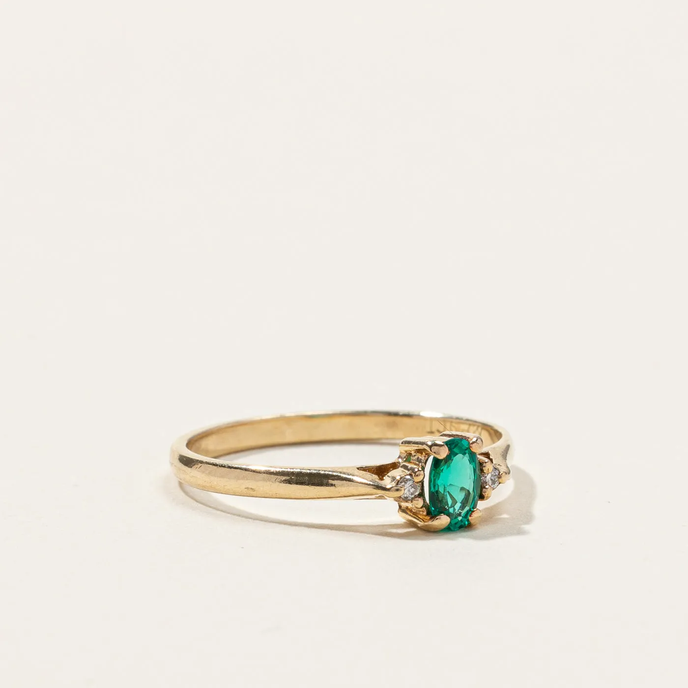 Synthetic Emerald & Diamond Ring | 0.18ct | 0.02ctw | SZ 6 |