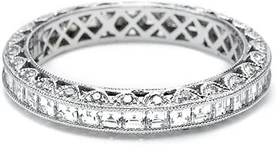 Tacori Channel-Set Square Emerald Cut and Round Pave Diamond Eternity Band