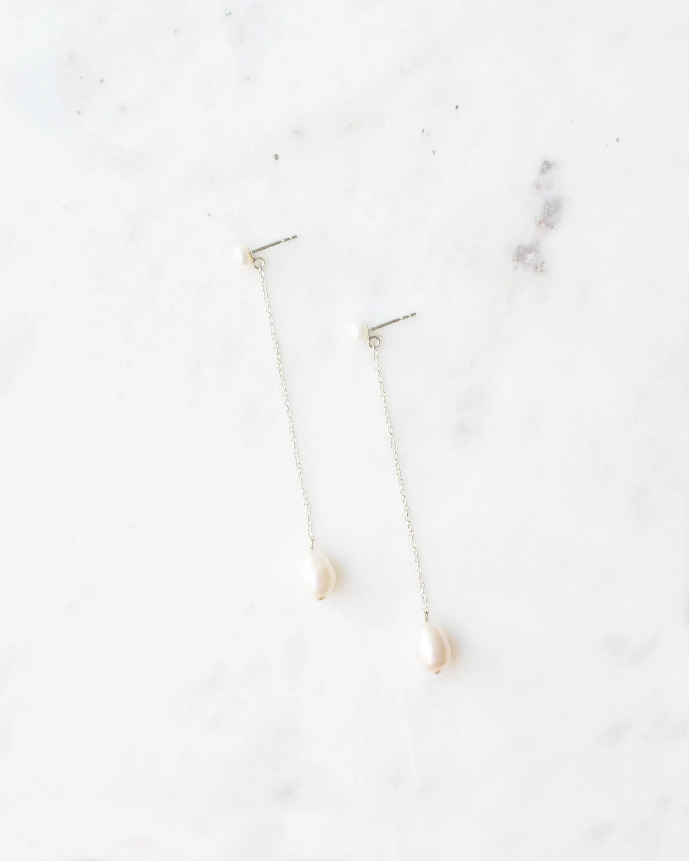 Teardrop Pearl Long Earrings