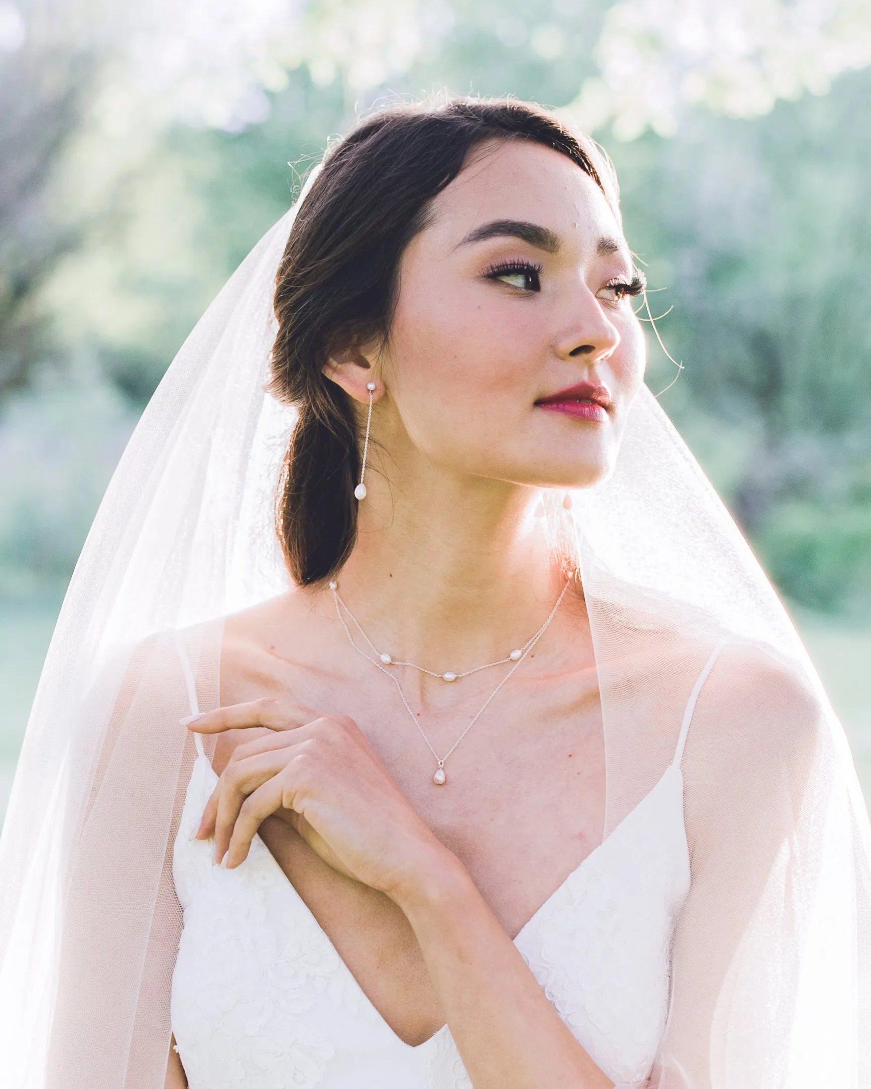 Teardrop Pearl Long Earrings