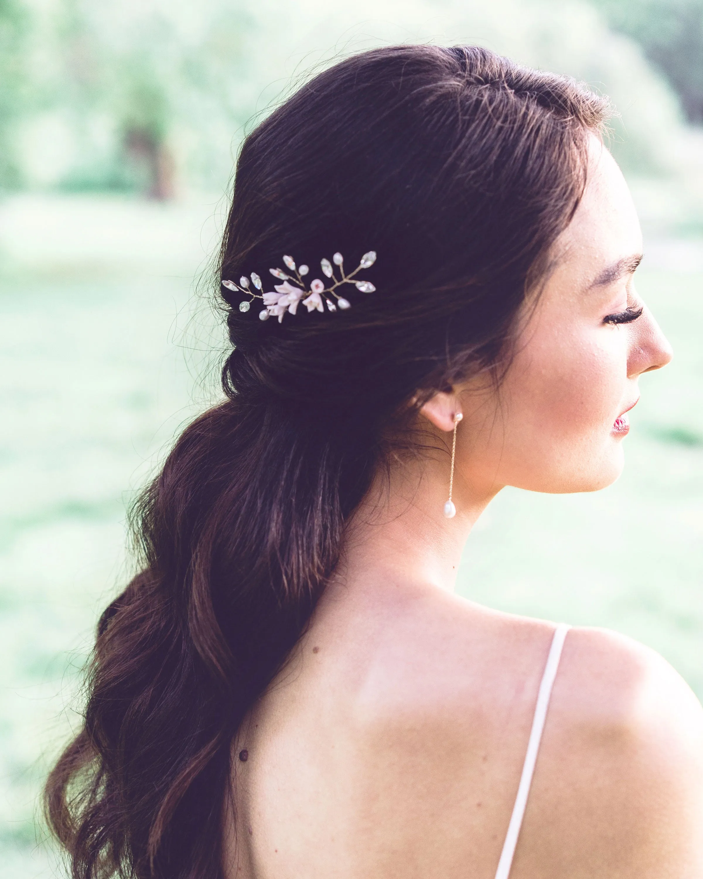 Teardrop Pearl Long Earrings