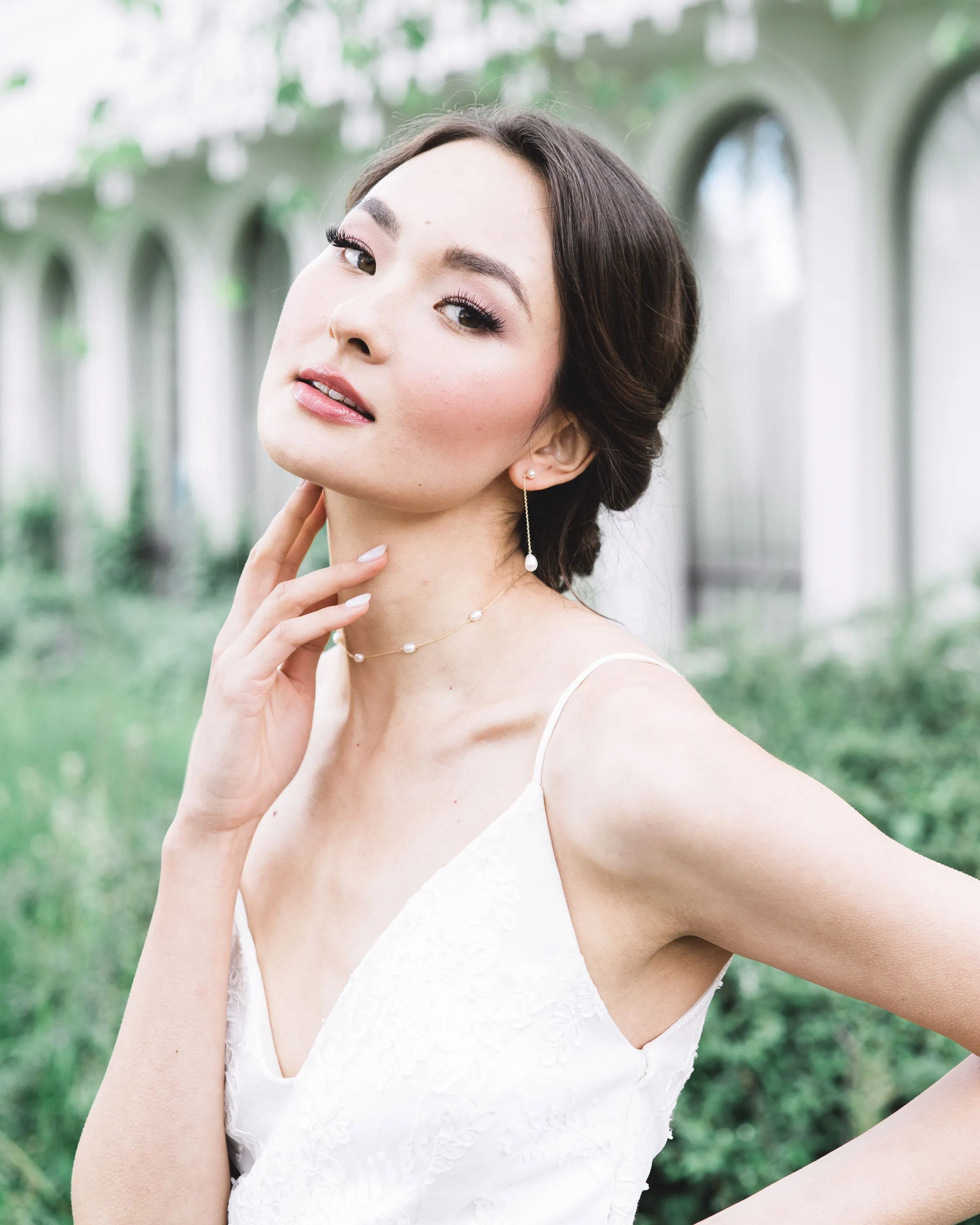 Teardrop Pearl Long Earrings