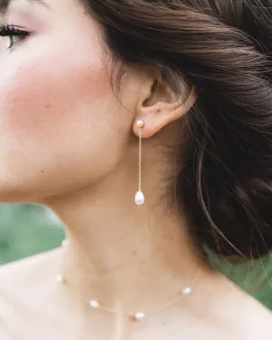 Teardrop Pearl Long Earrings
