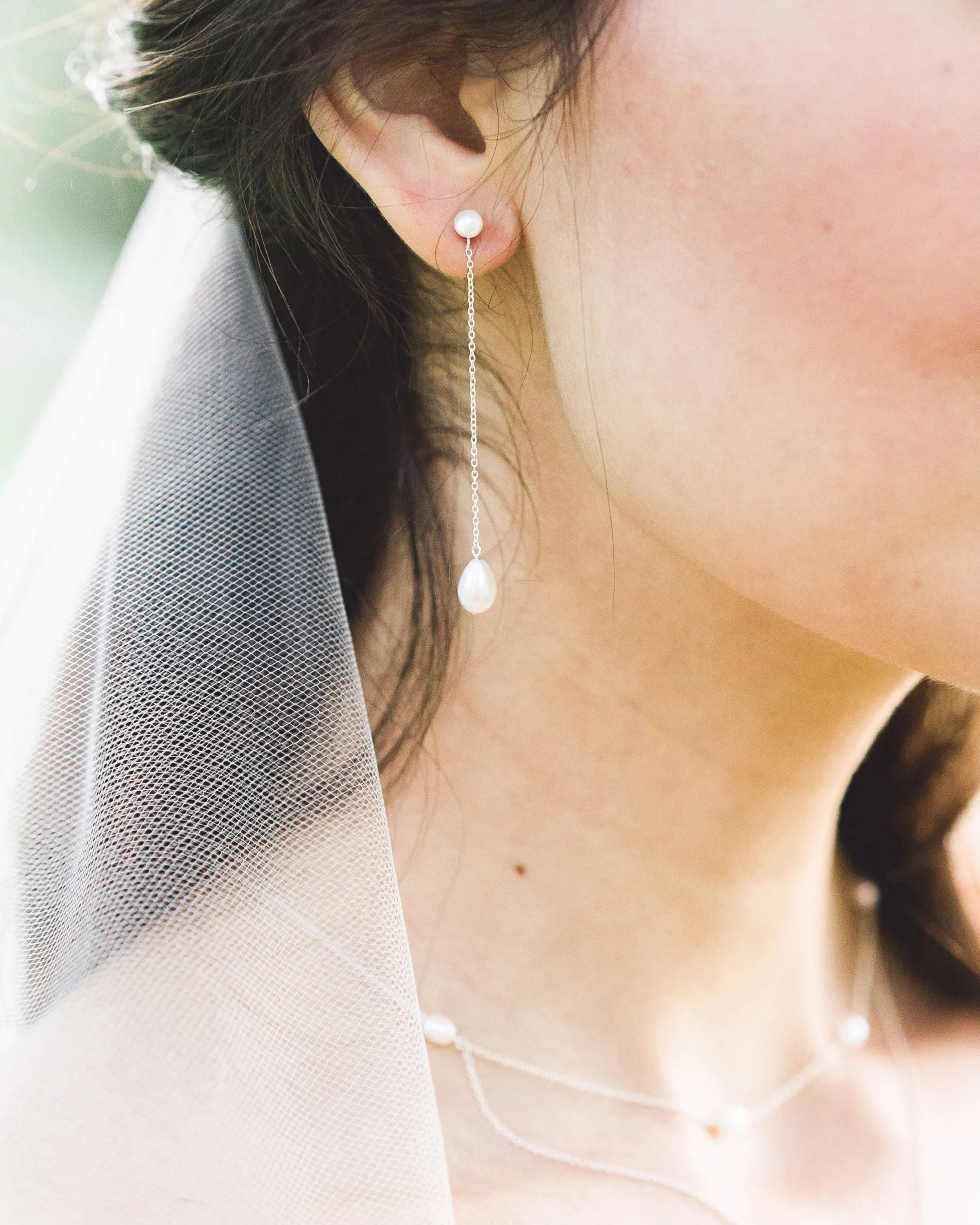 Teardrop Pearl Long Earrings