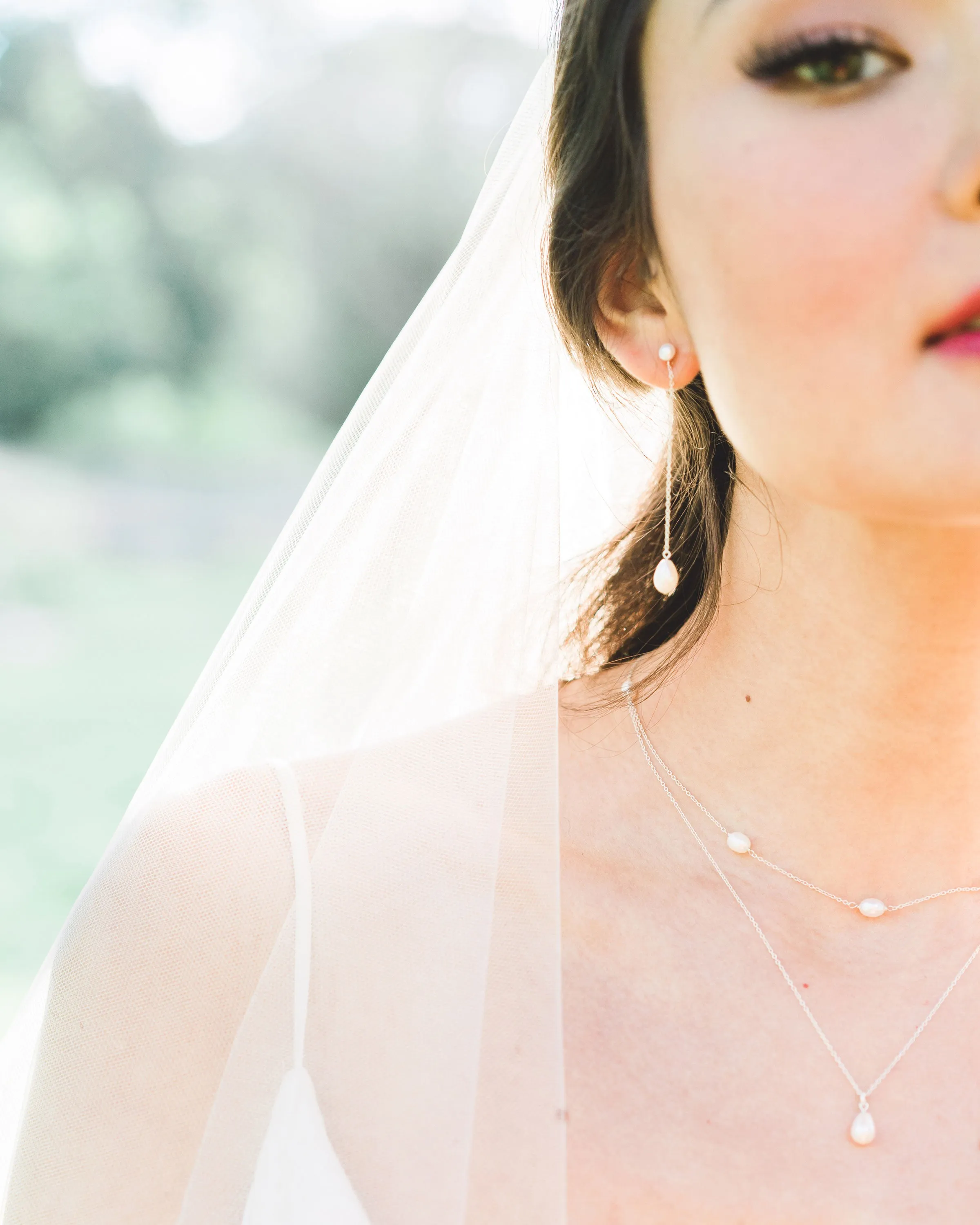 Teardrop Pearl Long Earrings
