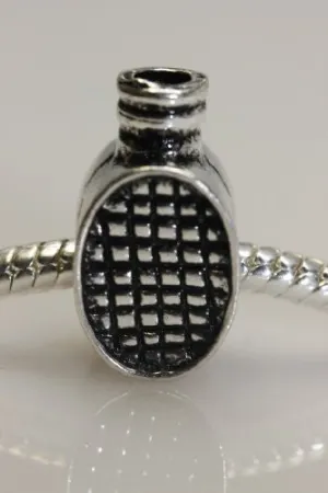 Tennis Racket Charm European Bead Compatible for Most European Snake Chain Bracelet