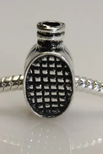 Tennis Racket Charm European Bead Compatible for Most European Snake Chain Bracelet