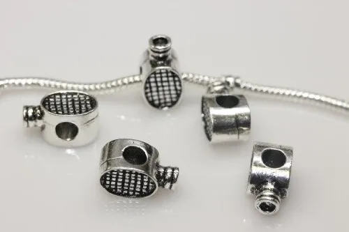 Tennis Racket Charm European Bead Compatible for Most European Snake Chain Bracelet