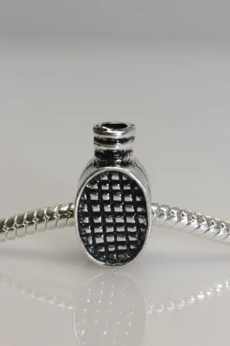 Tennis Racket Charm European Bead Compatible for Most European Snake Chain Bracelet