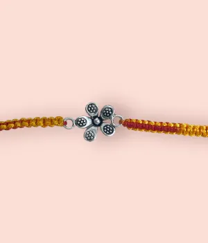The Nirosha Silver Rakhi (Yellow)