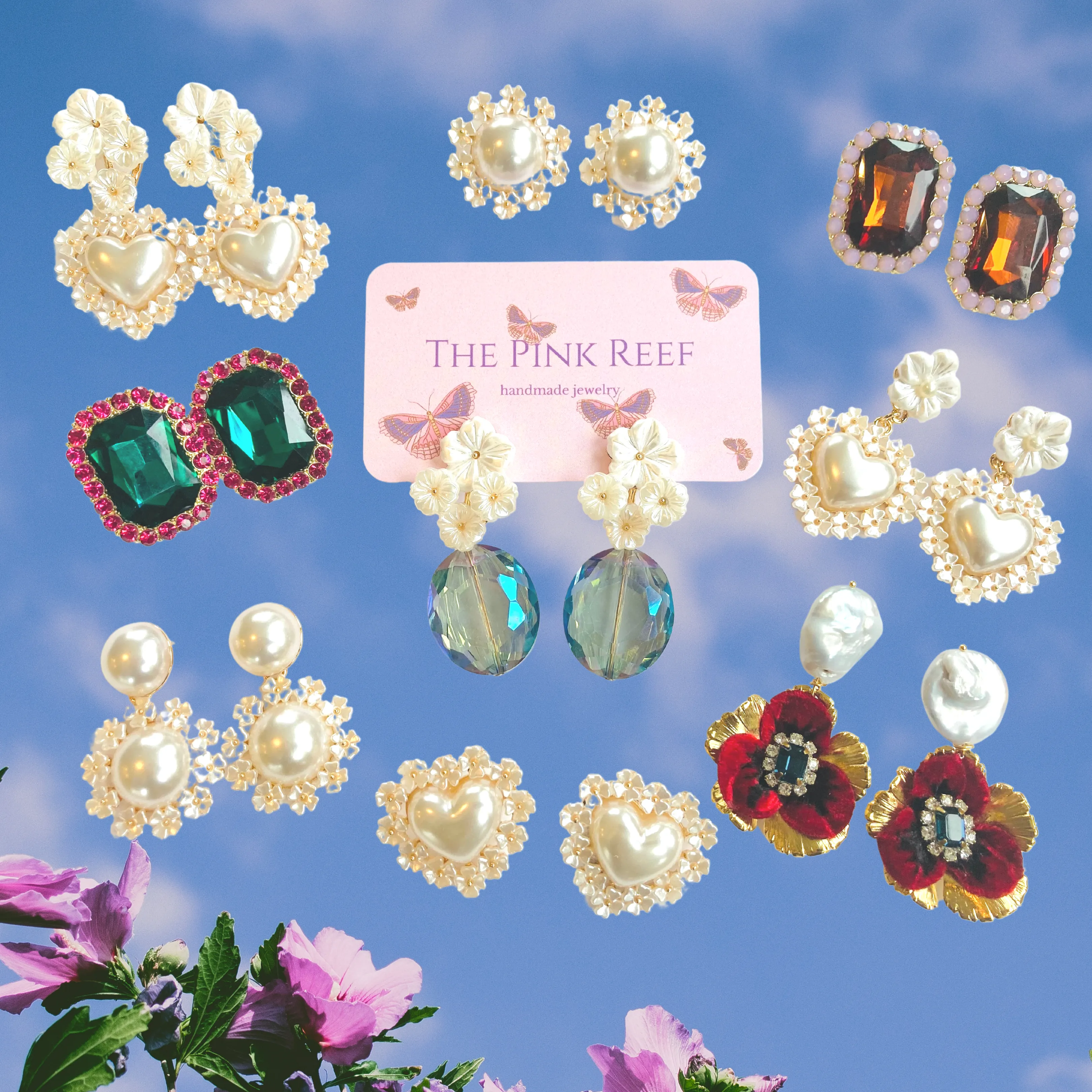 The Pink Reef Oversized Pearl Heart Stud