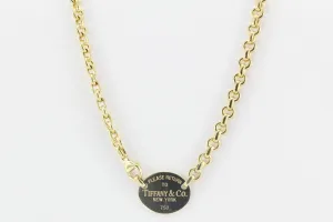 Tiffany & Co 18K Gold Please Return To Tiffany Oval Tag Necklace