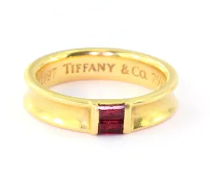 Tiffany & Co 18K Yellow Gold Ruby Stack Band Ring
