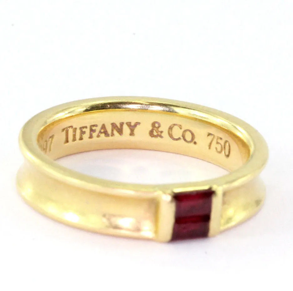 Tiffany & Co 18K Yellow Gold Ruby Stack Band Ring