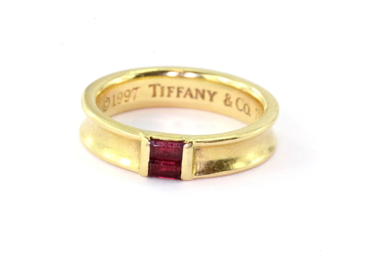 Tiffany & Co 18K Yellow Gold Ruby Stack Band Ring