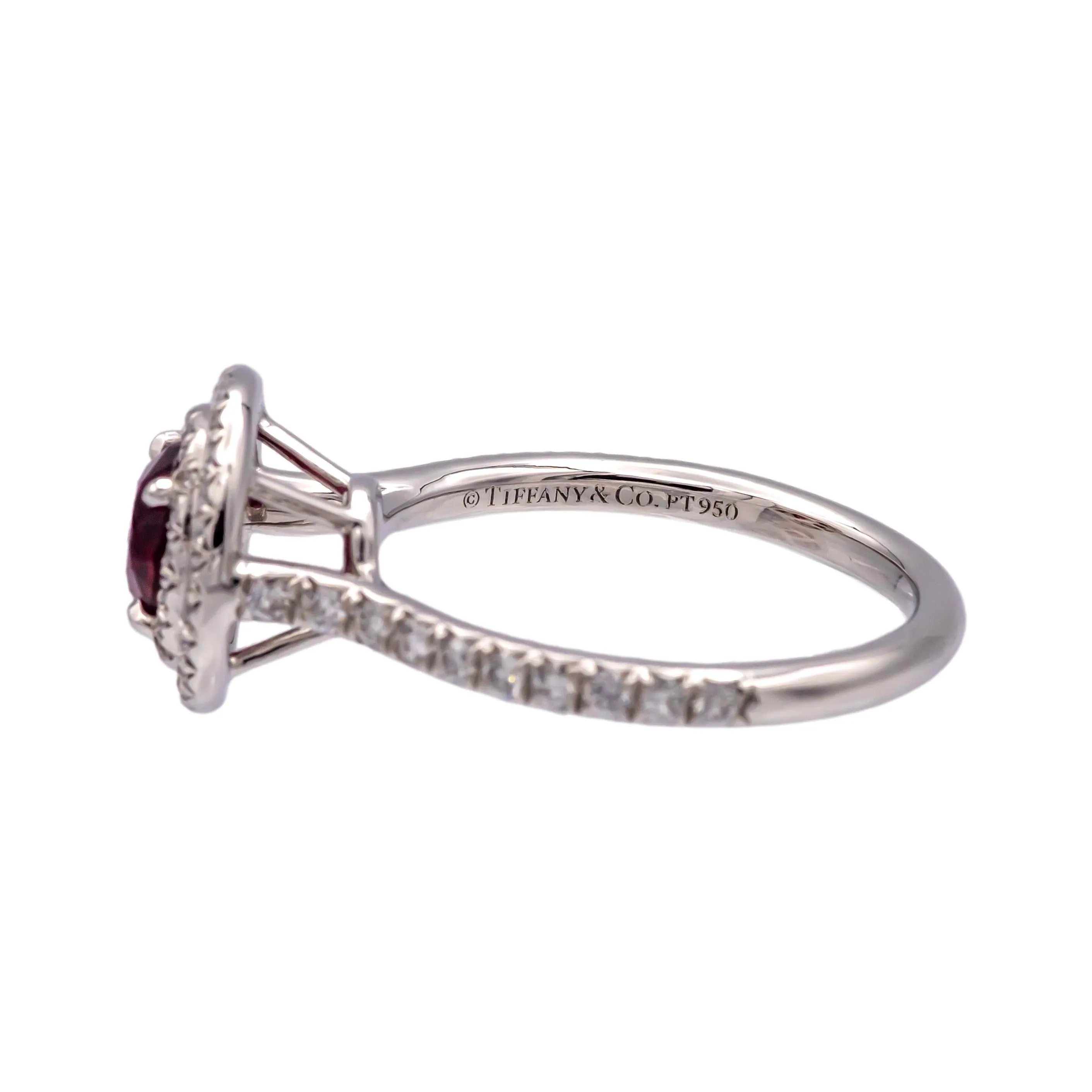 Tiffany & Co Platinum Soleste Round Ruby and Diamond Ring